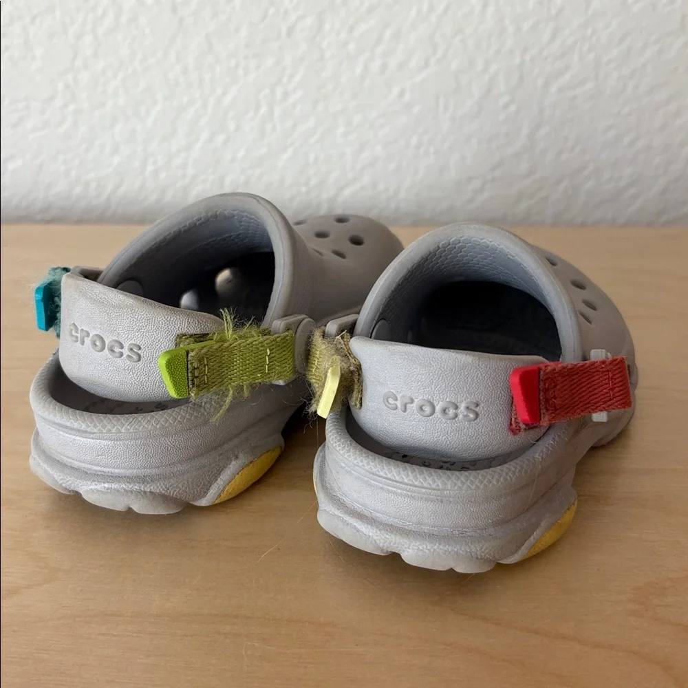 CROCS Light Gray Clog Sandals with Colorblock straps
